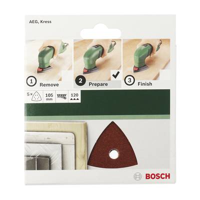 Bosch Accessories  2609256A55 Deltaschleifpapier mit Klett, gelocht Körnung 40 Eckmaß 105 mm  5 St.
