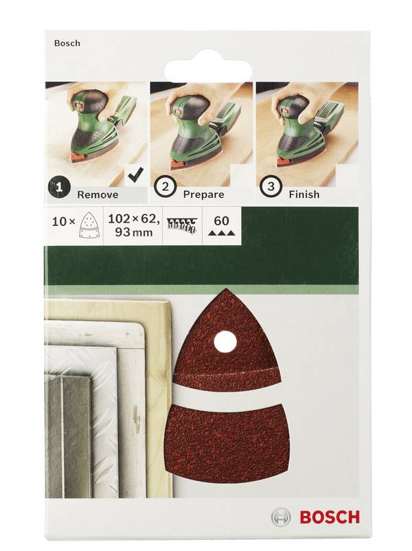 Bosch Accessories  2609256A63 Multischleifpapier mit Klett, gelocht Körnung (num) 80  (L x B) 102 mm x 62.93 mm 10 St.