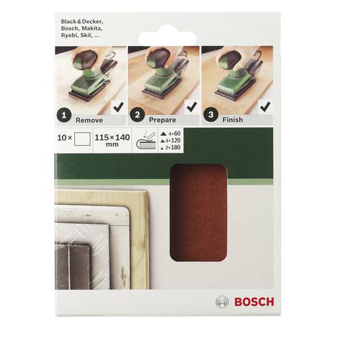 Bosch Accessories 2609256B17 Schwingschleifpapier ungelocht Körnung (num) 240 (L x B) 140 mm x 115 mm 10 St.