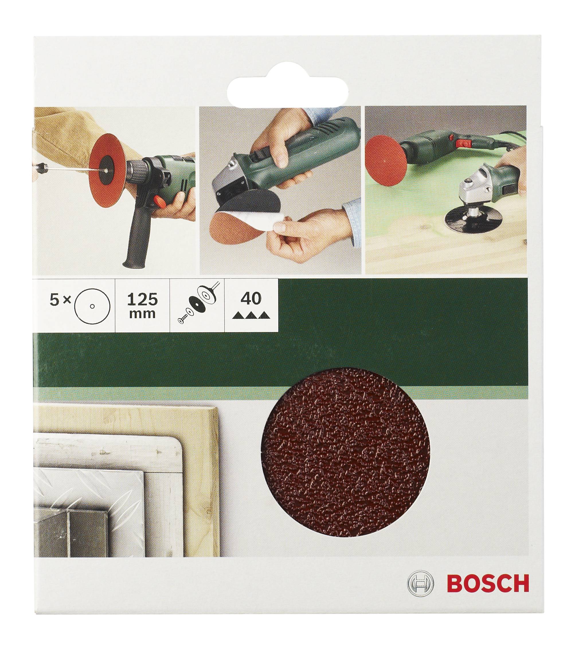 BOSCH Schleifpapier für Schleifteller ungelocht Körnung 180 (Ø) 125 mm Bosch 2609256B52 5 St.