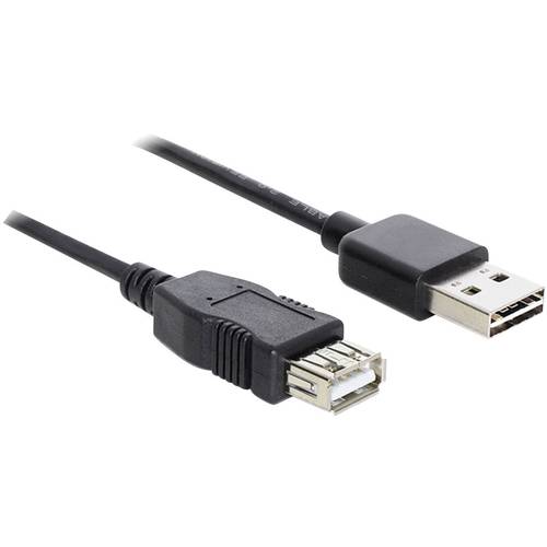 Thumbnail - Delock USB-Kabel USB 2.0 USB-A Stecker, USB-A Buchse 1.00 m Schwarz beidseitig verwendbarer Stecker, vergoldete Steckkon...