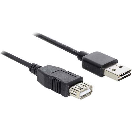 Thumbnail - Delock USB-Kabel USB 2.0 USB-A Stecker, USB-A Buchse 5.00 m Schwarz beidseitig verwendbarer Stecker, vergoldete Steckkon...