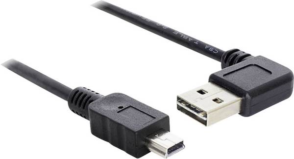 Delock USB-Kabel USB 2.0 USB-A Stecker, USB-Mini-B Stecker 1.00 m Schwarz vergoldete Steckkontakte, UL-zertifiziert 83378