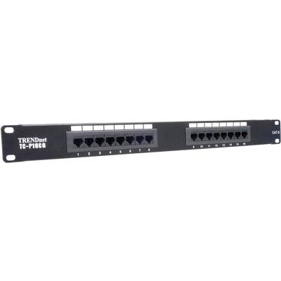 TrendNet TC-P16C6 16 Port Netzwerk-Patchpanel  CAT 6 1 HE Schwarz