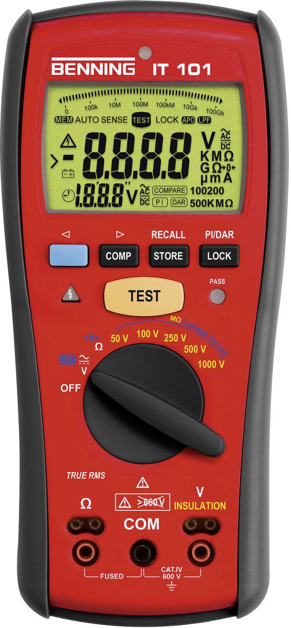 Benning IT 101 Isolationsmessgerät  50 V, 100 V, 250 V, 500 V, 1000 V 20 GΩ