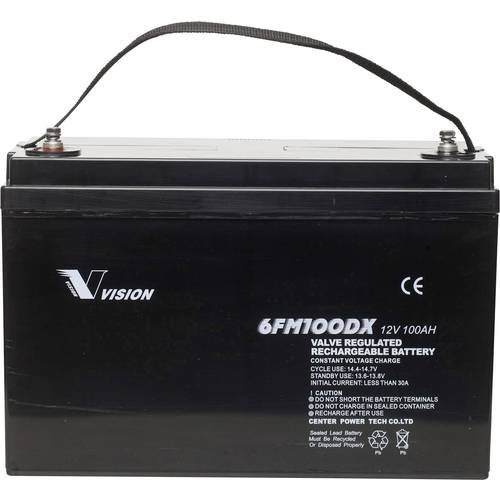 Vision Akkus FM-Serie 6FM100DX Solarakku 12 V 100 Ah Blei-Vlies (AGM) (B x H x T) 330 x 215 x 171 mm M8-Schraubanschluss