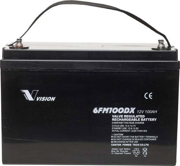 Vision Akkus FM-Serie 6FM100DX Solarakku 12 V 100 Ah Blei-Vlies (AGM) (B x H x T) 33 x 21.5 x 17.1 cm M8-Schraubanschluss