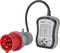 Ein Multi-Tester für elektrische Steckverbindungen mit rotem CEE-Stecker und beschriftetem Display zur Fehlerdiagnose und Phasenanzeige.