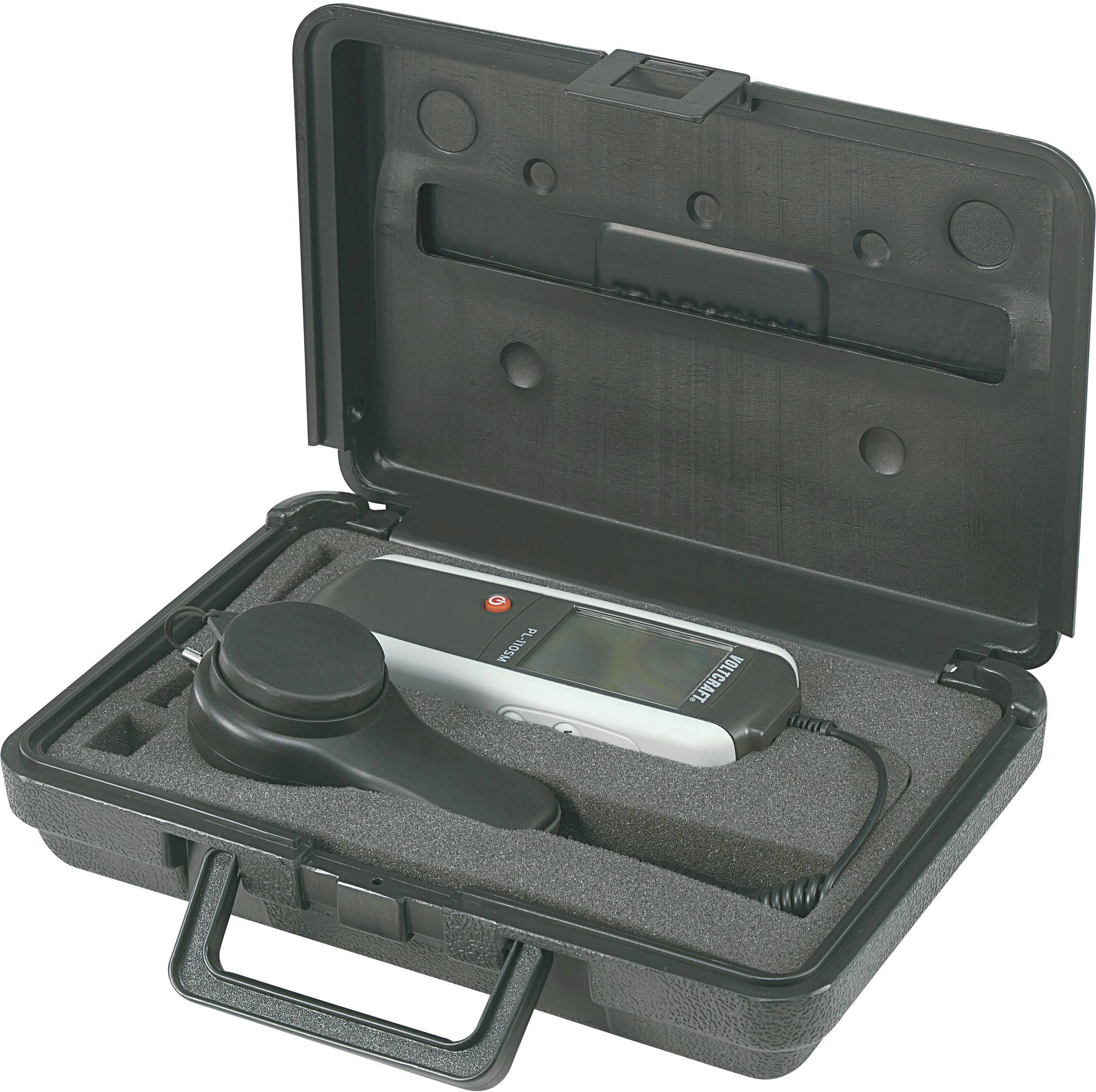 Geöffneter Koffer mit technischem Gerät, bestehend aus einem Handmessgerät und einer Sensorensonde, eingebettet in Schaumstoff.