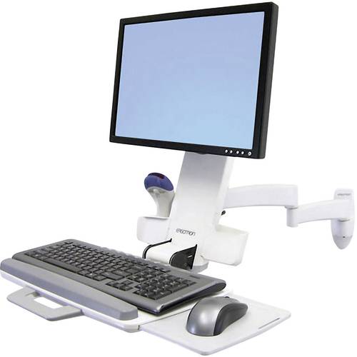 Thumbnail - Ergotron Combo Arm 200 Series 1fach Monitor-Wandhalterung 25,4 cm (10) - 61 cm (24) Weiß Tastaturablage, Neigbar, Schwen...
