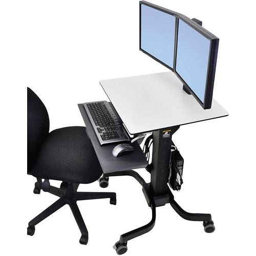 Ergotron WorkFit-C 2fach TV-Rollwagen 25,4 cm (10) - 61 cm (24) Schwarz, Grau Höhenverstellbar, Tastaturablage, Rotierba...