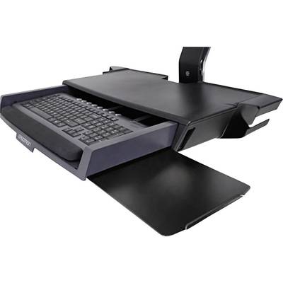 Einziehbares Tastaturfach mit einem Laptop-Ständer, geeignet für die ergonomische Büroeinrichtung, schwarz, mit Schublade.