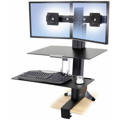 Ergotron WorkFit-S 2fach Monitor-Tischhalterung 25,4 cm (10") - 61,0 cm (24") Schwarz, Aluminium (poliert) Höhenverstell