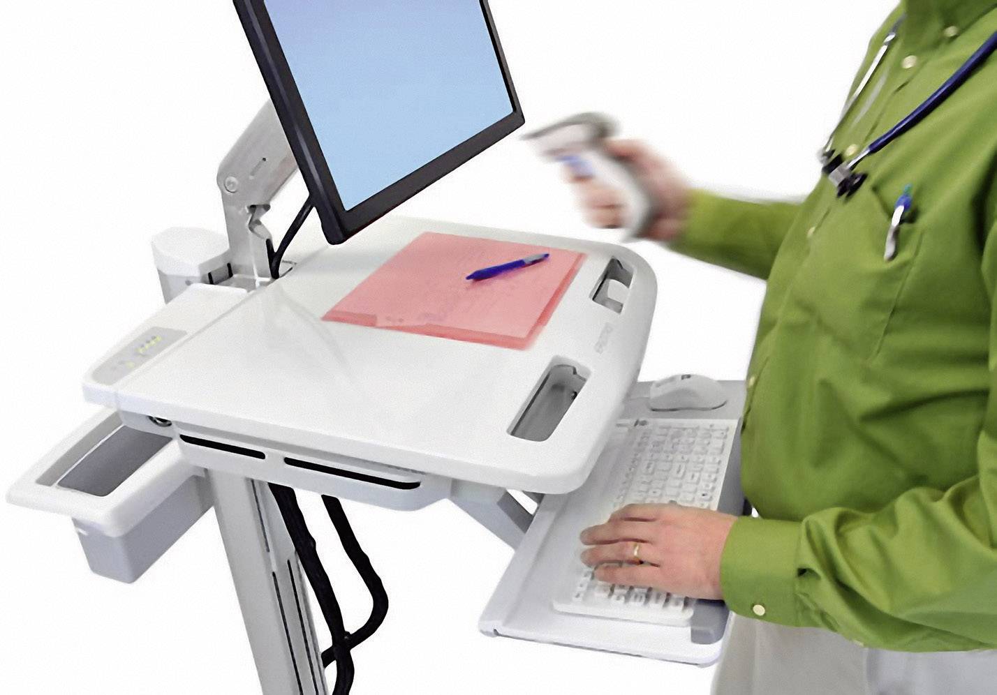Ergotron TV-Rollwagen StyleView EMR with LCD Arm, SLA Powered, EU 1 25,4 cm (10") - 61 cm (24") Grau, Weiß, Aluminium (p-2
