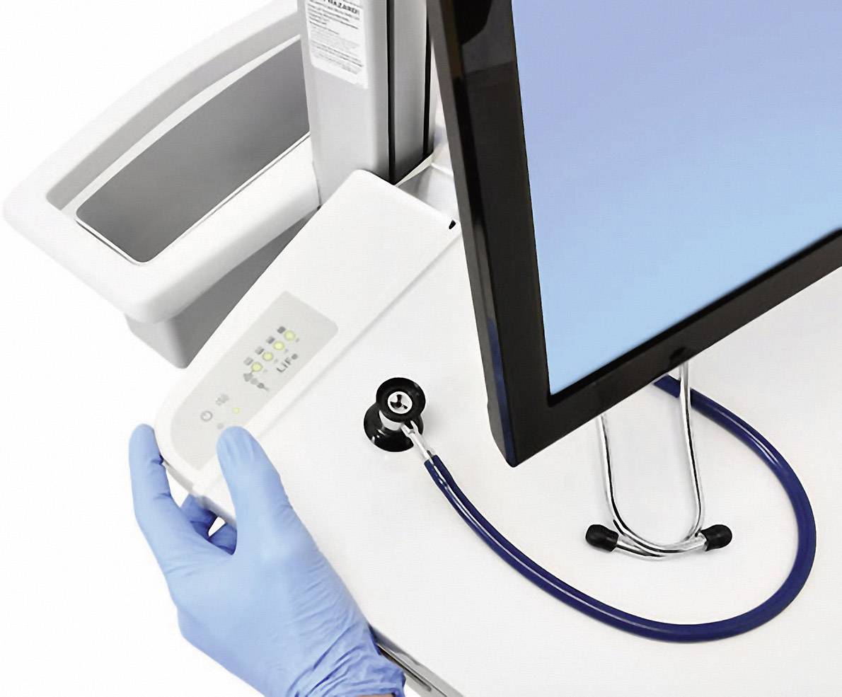 Ergotron TV-Rollwagen StyleView EMR with LCD Arm, SLA Powered, EU 1 25,4 cm (10") - 61 cm (24") Grau, Weiß, Aluminium (p-3