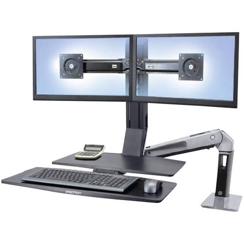 Ergotron WorkFit-A 2fach Monitor-Tischhalterung 25,4 cm (10) - 61 cm (24) Schwarz, Aluminium (poliert) Höhenverstellbar,...