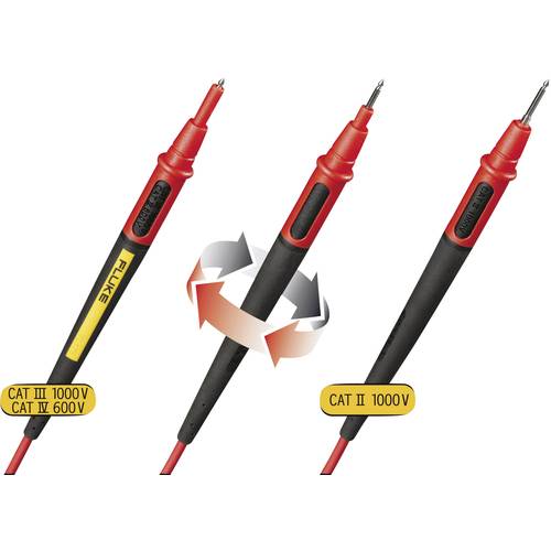 Fluke TL175 Sicherheits-Messleitungs-Set Lamellenstecker 4 mm Prüfspitze 1.50 m Schwarz, Rot 1 St.