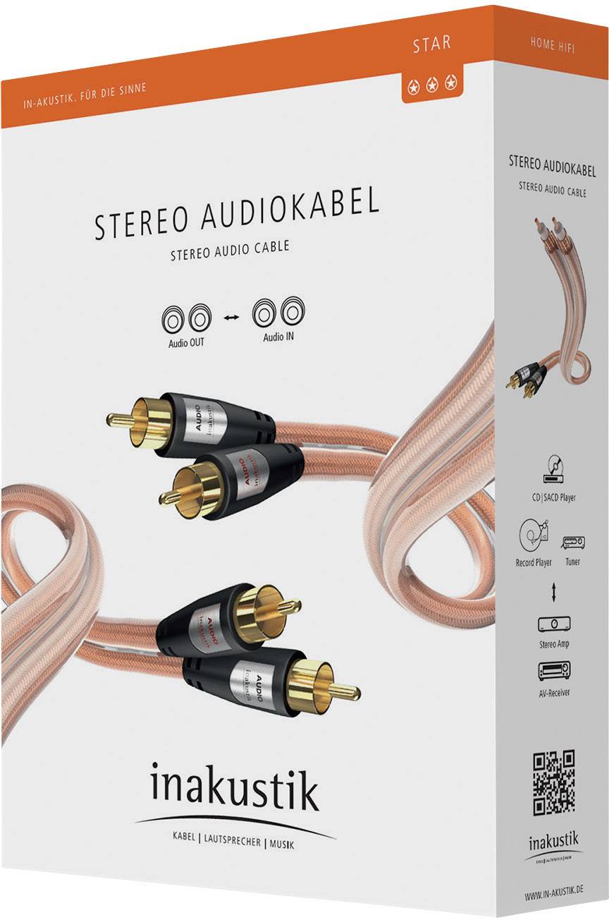 Inakustik 00304107 Cinch Audio Anschlusskabel [2x Cinch-Stecker - 2x Cinch-Stecker] 0.75 m Transparent vergoldete Steckk-3