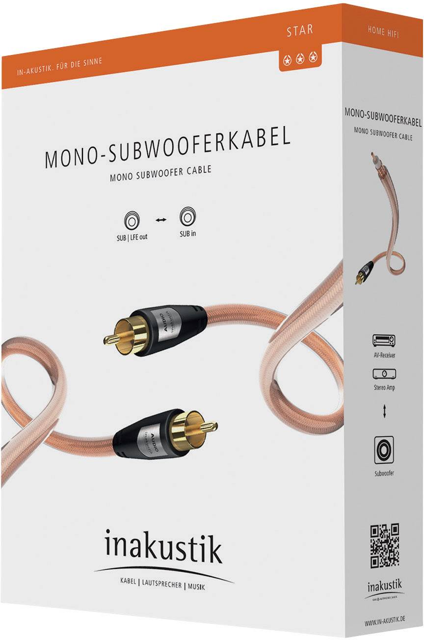 Inakustik 003082751 Cinch Audio Anschlusskabel [1x Cinch-Stecker - 1x Cinch-Stecker] 7.50 m Transparent vergoldete Steck-3