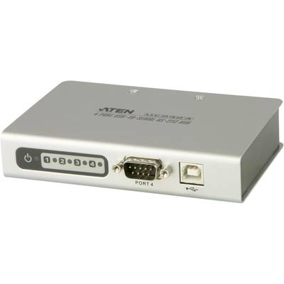 ATEN UC2324-AT 4 Port Seriell-Hub mit Konverter für USB- auf Seriell RS-232 Weiß
