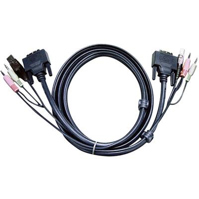 ATEN KVM Anschlusskabel [2x Klinkenstecker 3.5 mm, DVI-Stecker 18+1pol., USB 2.0 Stecker A - 2x Klinkenstecker 3.5 mm, D