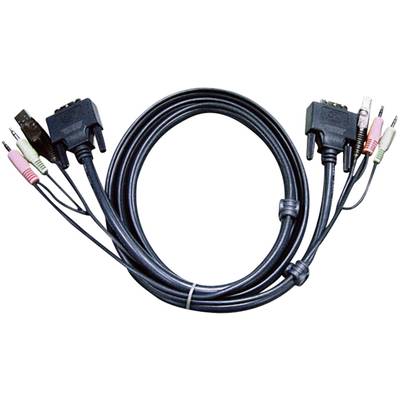 ATEN KVM Anschlusskabel [2x Klinkenstecker 3.5 mm, DVI-Stecker 24+1pol., USB 2.0 Stecker A - 2x Klinkenstecker 3.5 mm, D