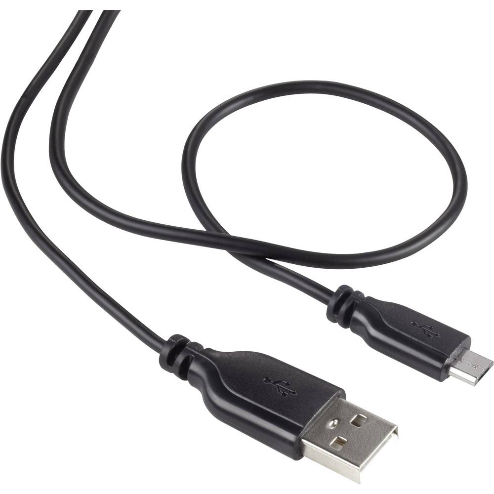 Renkforce USB 2.0 Aansluitkabel [1x USB 2.0 stekker A 1x USB 2.0 stekker micro-B] 1 m Zwart SuperSof