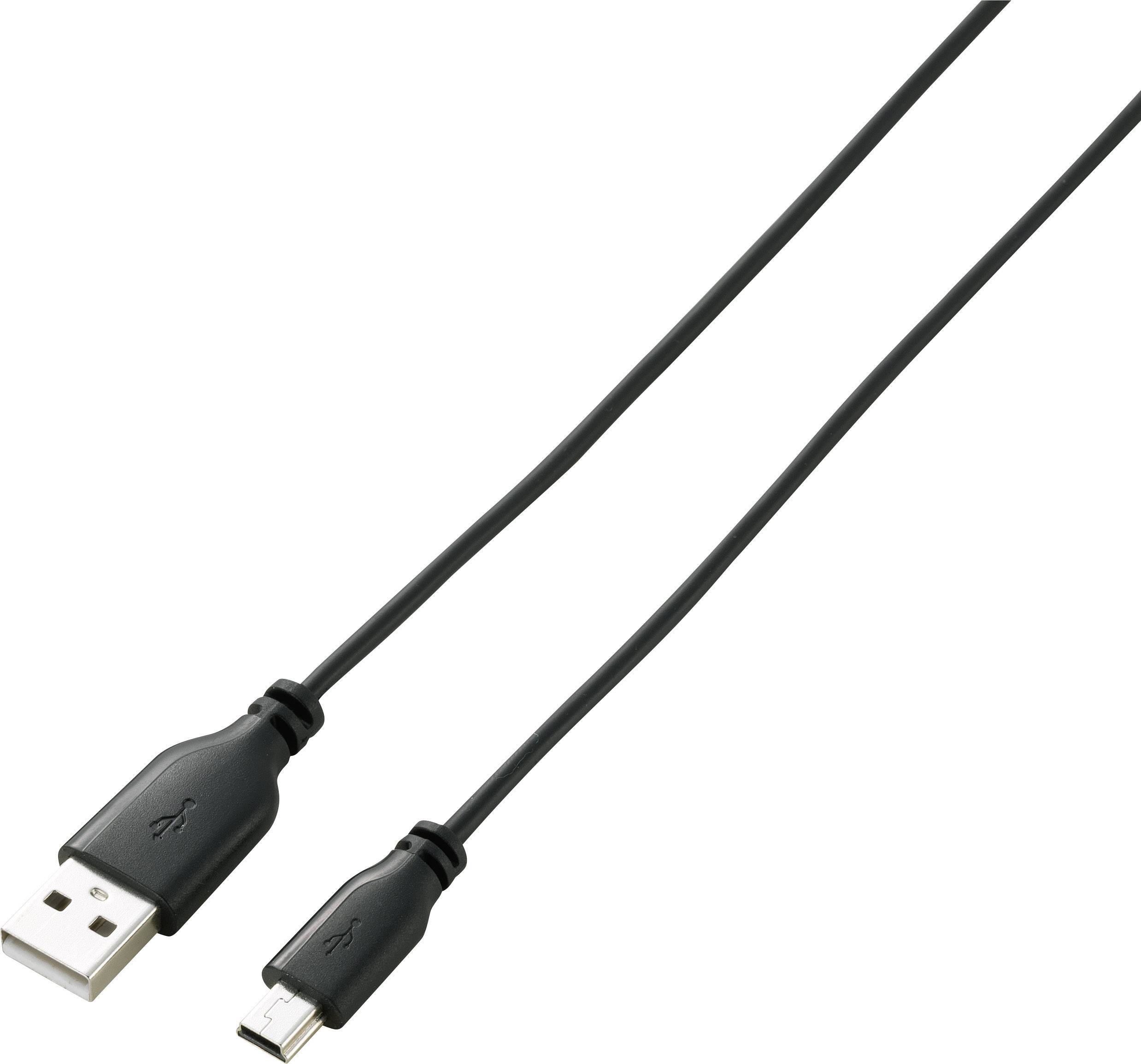 Ein schwarzes USB-Kabel mit einem Standard-USB-Stecker auf einer Seite und einem Micro-USB-Stecker auf der anderen Seite.