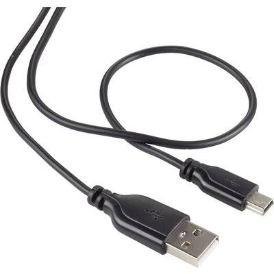 Renkforce USB-Kabel USB 2.0 USB-A Stecker, USB-Mini-B Stecker 1.00 m Schwarz SuperSoft-Ummantelung RF-4080792