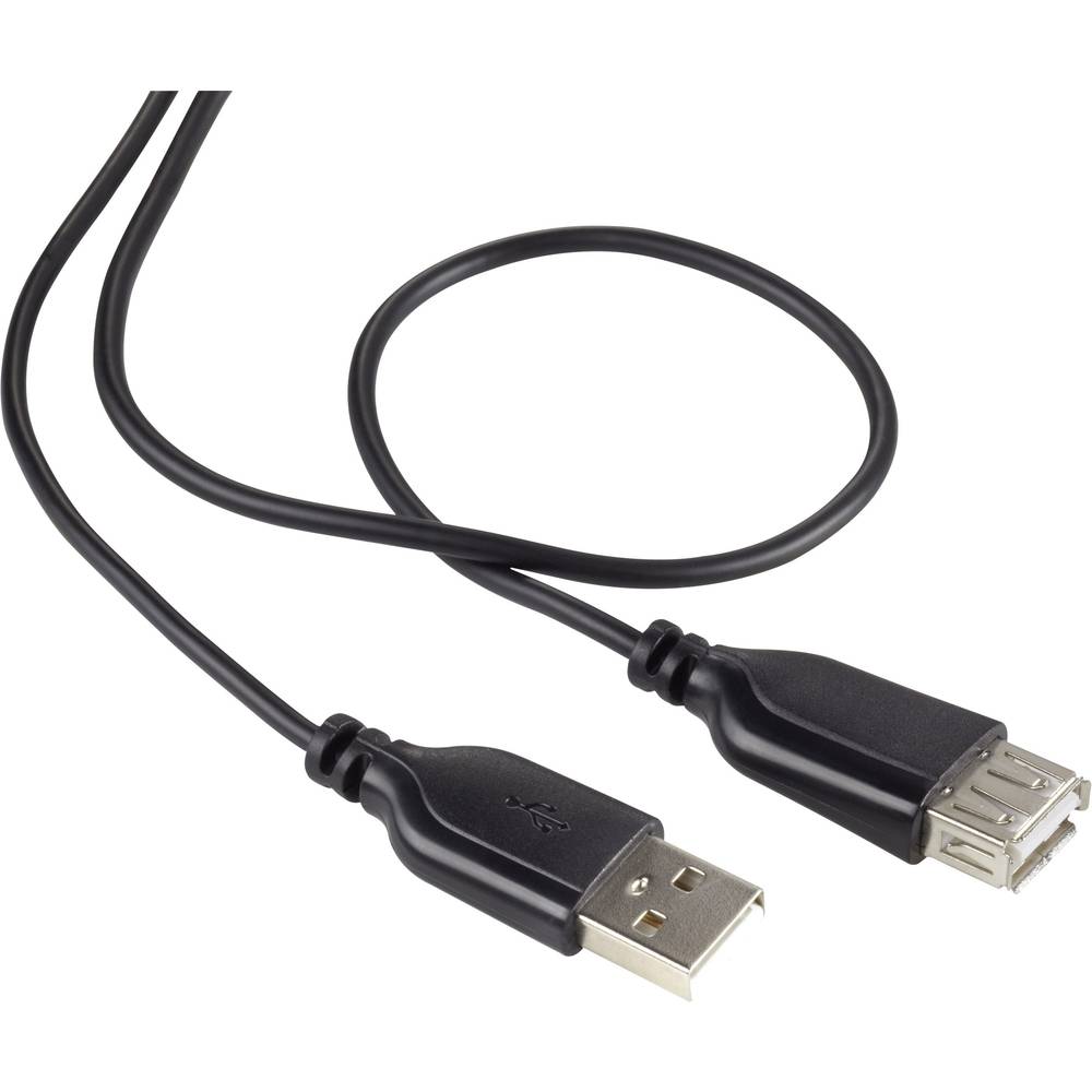 Renkforce USB 2.0 Verlengkabel [1x USB 2.0 stekker A 1x USB 2.0 bus A] 1.00 m Zwart SuperSoft-mantel