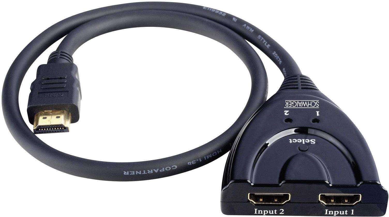 Schwaiger HDMI Verteiler 2-fach/Auto Schwarz