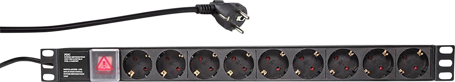 LogiLink PDU9C02 19 Zoll 1 HE Schutzkontaktsteckdose mit Schalter Schwarz