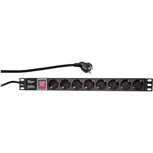 LogiLink PDU8C01 19 Zoll 1 HE Schutzkontaktsteckdose mit Schalter Schwarz