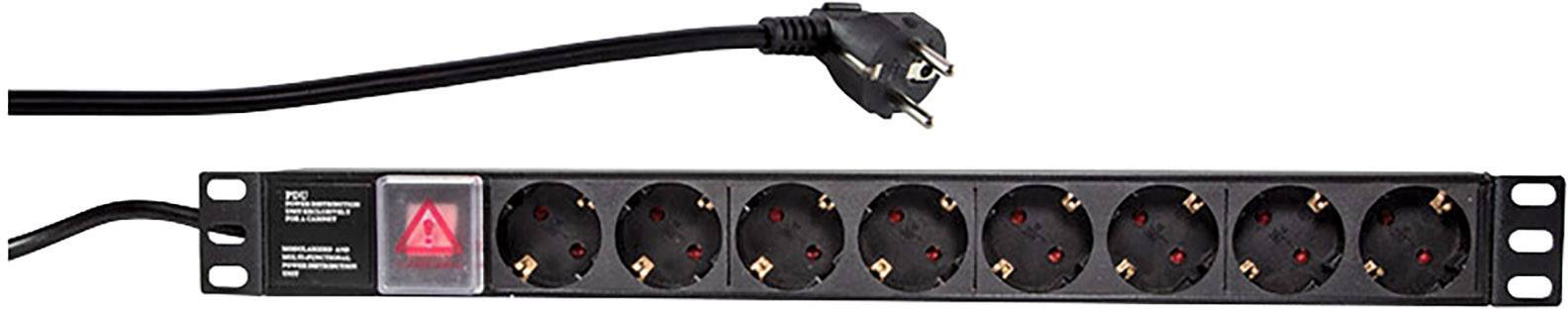 LogiLink PDU8C01 19 Zoll 1 HE Schutzkontaktsteckdose mit Schalter Schwarz