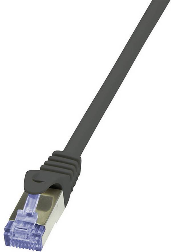 LogiLink CQ3053S RJ45 Patchkabel CAT 6a S/FTP 2.00 m Schwarz Flammwidrig, mit Rastnasenschutz 1 St.
