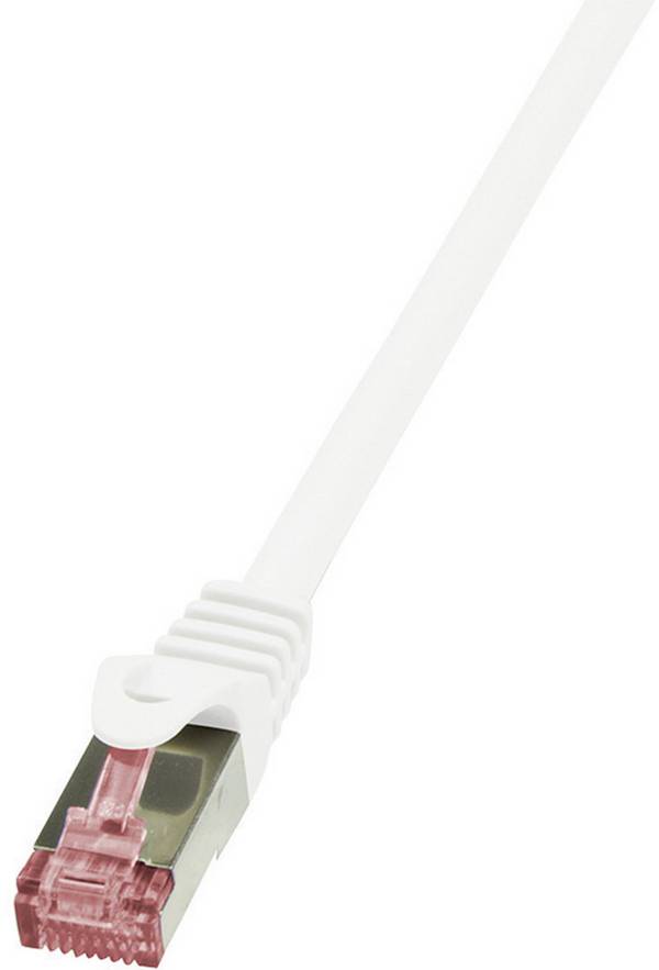 LogiLink CQ2051S RJ45 Patchkabel CAT 6 S/FTP 2.00 m Weiß Flammwidrig, mit Rastnasenschutz 1 St.