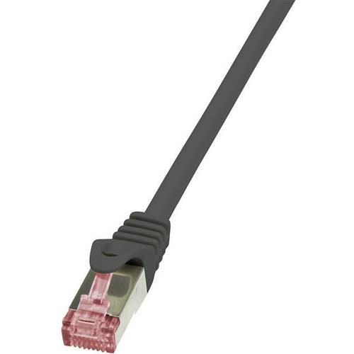 LogiLink CQ2013S RJ45 Netzwerkkabel, Patchkabel CAT 6 S/FTP 0.25 m Schwarz Flammwidrig, mit Rastnasenschutz 1 St.