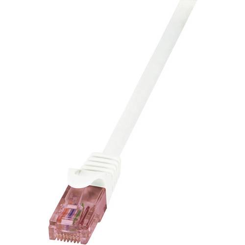 LogiLink CQ2021U RJ45 Netzwerkkabel, Patchkabel CAT 6 U/UTP 0.50 m Weiß Flammwidrig, mit Rastnasenschutz 1 St.