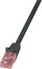 LogiLink CQ2053U RJ45 Patchkabel CAT 6 U/UTP 2.00 m Schwarz Flammwidrig, mit Rastnasenschutz 1 St.