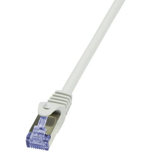 LogiLink CQ3012S RJ45 Netzwerkkabel, Patchkabel CAT 6a S/FTP 0.25 m Grau Flammwidrig, mit Rastnasenschutz 1 St.