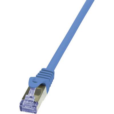 LogiLink CQ3026S RJ45 Netzwerkkabel, Patchkabel CAT 6a S/FTP 0.50 m Blau Flammwidrig, mit Rastnasenschutz 1 St.