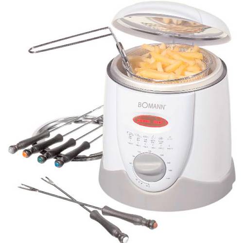 Bomann FFR 1290 Fondue-Fritteuse 1 l 840 W mit manueller Temperatureinstellung Weiß, Grau
