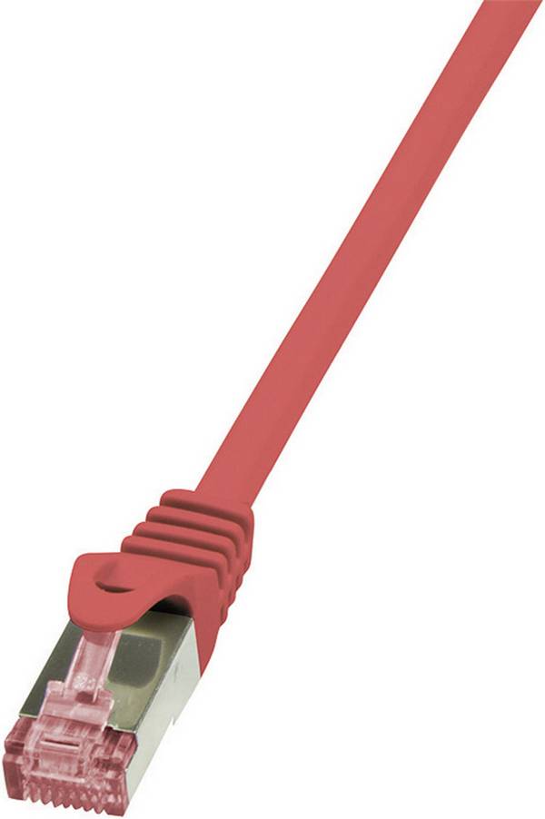 LogiLink CQ2054S RJ45 Patchkabel CAT 6 S/FTP 2.00 m Rot Flammwidrig, mit Rastnasenschutz 1 St.