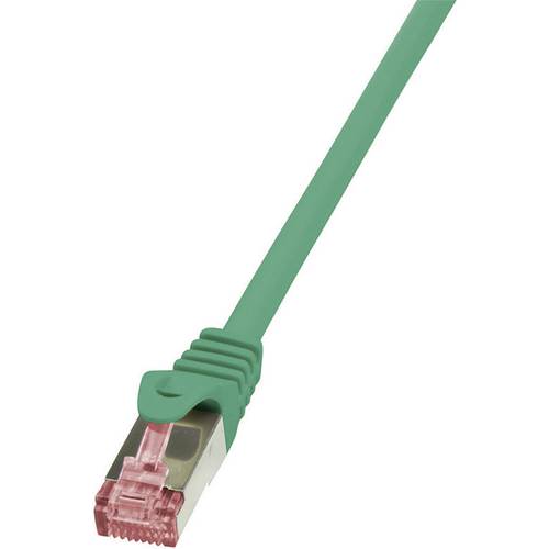LogiLink CQ2085S RJ45 Netzwerkkabel, Patchkabel CAT 6 S/FTP 7.50 m Grün Flammwidrig, mit Rastnasenschutz 1 St.