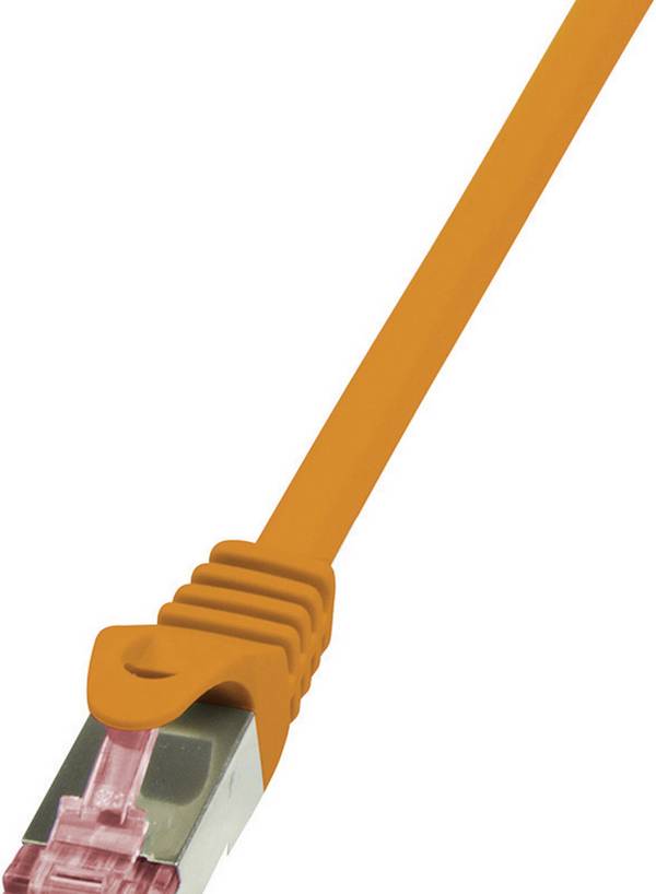 LogiLink CQ2098S RJ45 Patchkabel CAT 6 S/FTP 10.00 m Orange Flammwidrig, mit Rastnasenschutz 1 St.