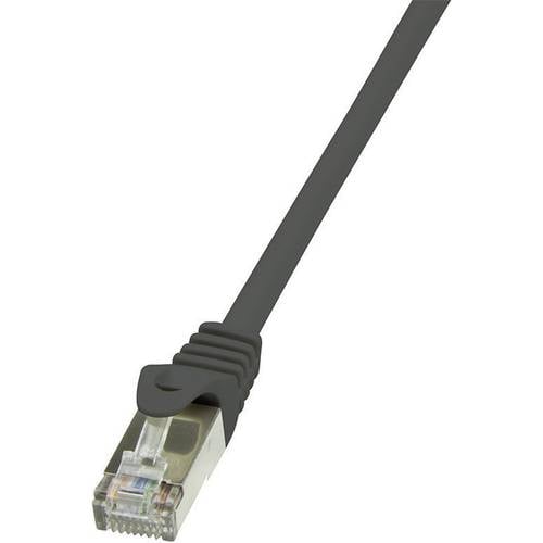 LogiLink CP1013S RJ45 Netzwerkkabel, Patchkabel CAT 5e F/UTP 0.25 m Schwarz mit Rastnasenschutz 1 St.
