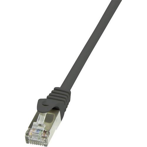 LogiLink CP1023S RJ45 Netzwerkkabel, Patchkabel CAT 5e F/UTP 0.50 m Schwarz mit Rastnasenschutz 1 St.
