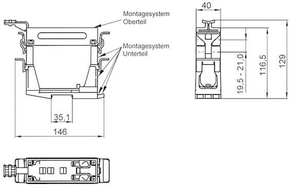 LAPP H-B 16 Q+E MONTAGESYSTEM OBERTEIL - 10 Stück-2