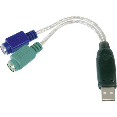 Digitus USB / PS/2 Tastatur/Maus Anschlusskabel [1x USB 2.0 Stecker A - 2x PS/2-Buchse] 10.00 cm Transparent