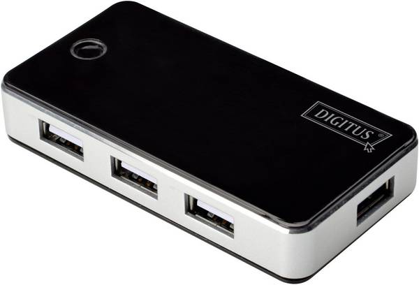 Digitus DA-70222 USB-Hub 7 Port USB-A USB 2.0 480 MBit/s Schwarz, Silber DA-70222